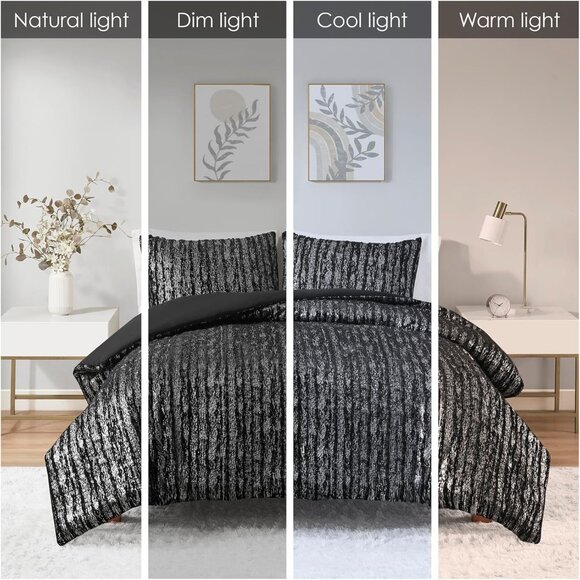Intelligent Design Full Duvet Cover Set, Faux Fur Duvet Cover Set 3 Piece - Picture 5 of 6